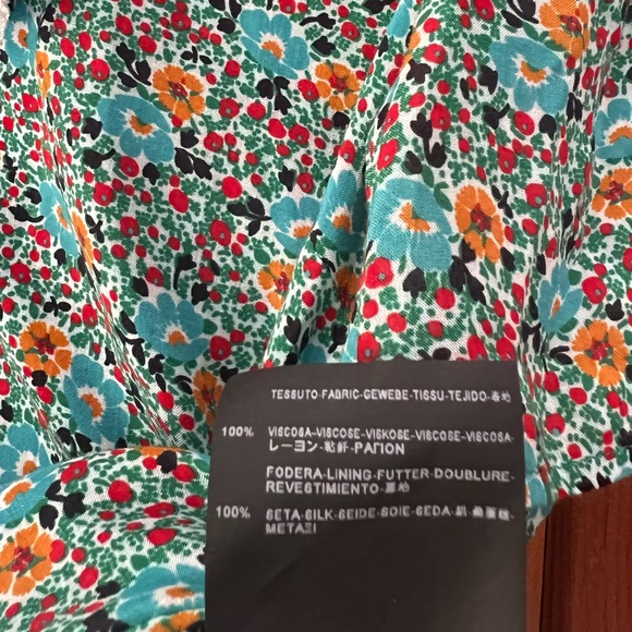 yves saint laurent paris silk ditsy floral dress with bow and crochet trim - Picture 5 of 6